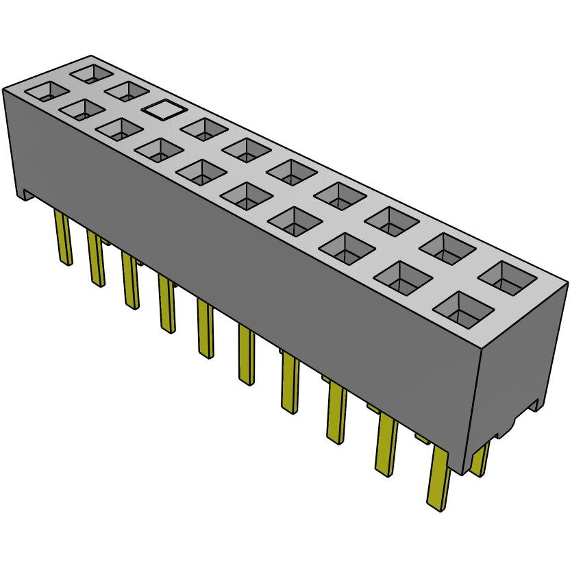 Samtec-MMS-110-01-T-DV-16 连接器插头及 PCB 插座 Conn Socket Strip SKT 20 POS 2mm Solder ST Top Entry Thru-Hole Tube