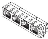 Molex-0442480095 Connector Telephone and Telecom Conn RJ-11 F 24 POS 1.02mm Solder RA Thru-Hole 24 Terminal 4 Port Cat 3 Tray