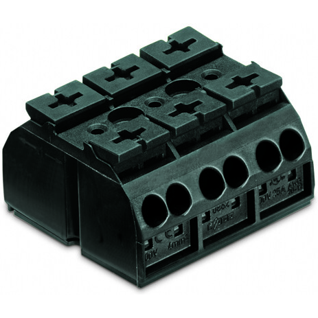 WAGO-862-533 Blocchi terminali connettore 4-Conductor Chassis-mount Terminal Strip, 1 snap-in foot per Pole, plain, without ground contact, 3-Pole