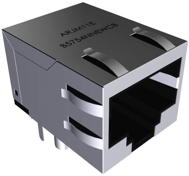 Abracon-ARJM11E-B5754NNEWCB Connector Telephone and Telecom Conn RJ-45 F 8 POS 1.27mm Solder RA Thru-Hole 8 Terminal 1 Port Tray