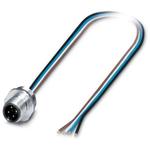 Sensor/actuator flush-type connector, 4-pos., M12, A-coded, front/ screw mounting with PG9 thread, with 0.5 m TPE litz wire, 4 x 0.25 mm2, high-grade steel version