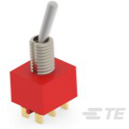 TE Connectivity-A201SYZB04 Kippschalter Switch Toggle ON None ON DPDT Long Bat Lever Wire Lug 20VAC 20VDC 0.4VA Panel Mount with Threads Bulk