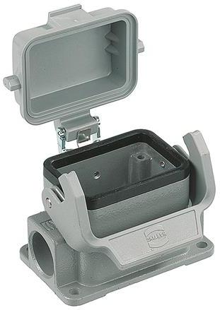 HARTING Technology Group-09300061296 Backshells Surface Mount Housing 90° 6B Shell Size Powder Die Cast Aluminum Single Lock Han®