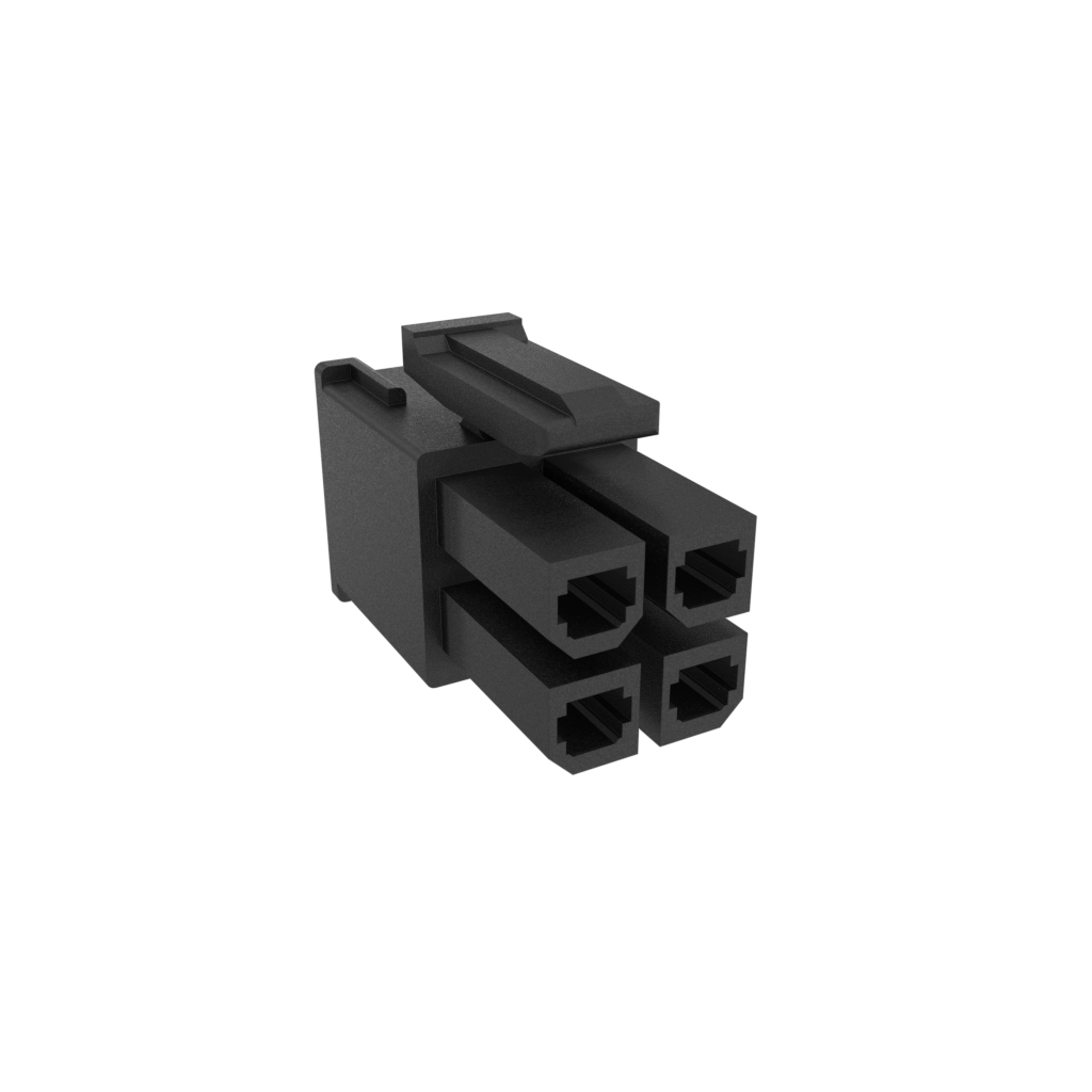 Amphenol Communications Solutions-10142707-04LF Einzeladersteckverbinder, Gehäuse Minitek®‚ Pwr 5.70mm Receptacle Housing, 4 Positions, Glow Wire Compatible, Halogen Free