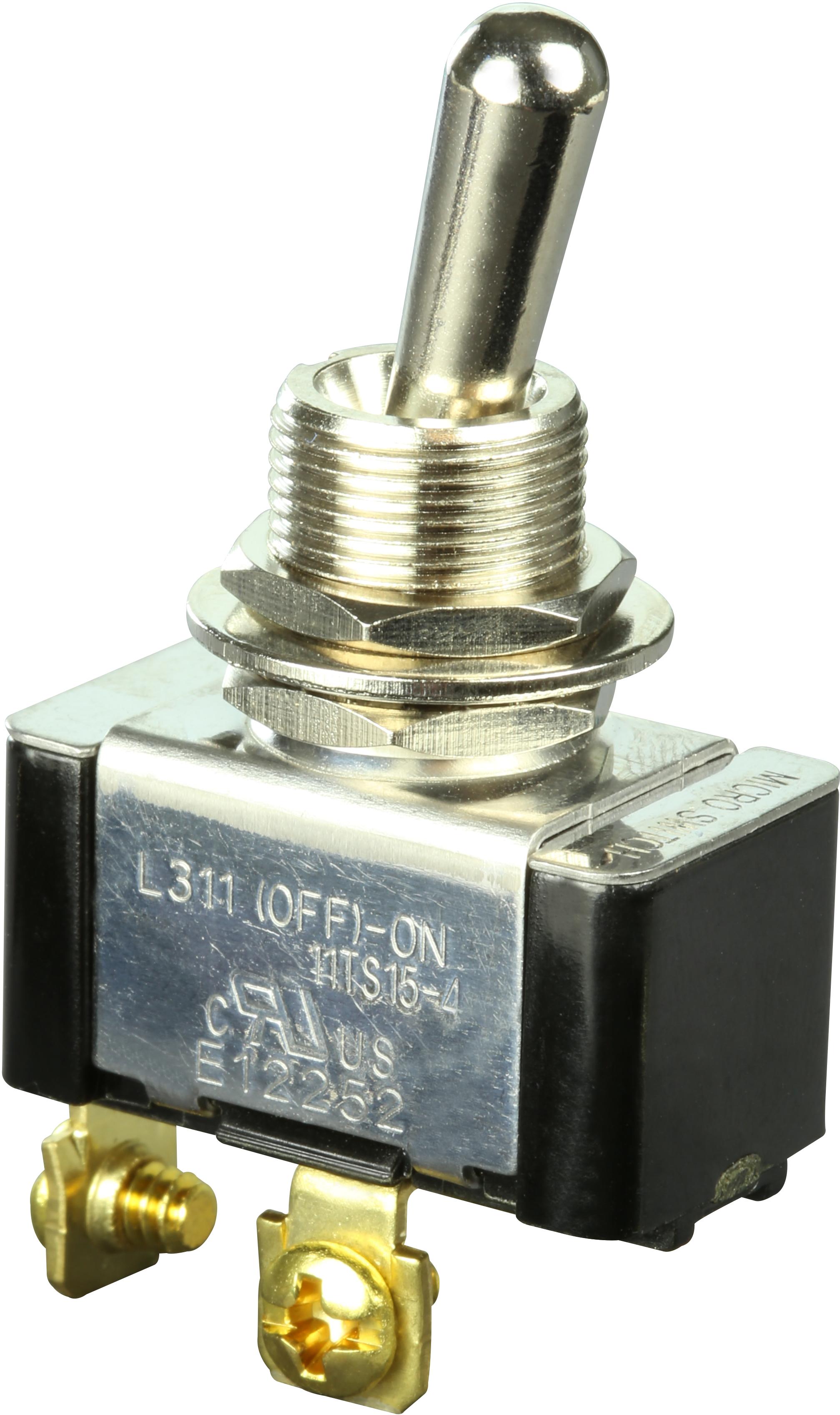 Honeywell-11TS15-4 Interruptor de palanca Switch Toggle (OFF) ON SPST Round Lever Screw 20A 277VAC 1118.55VA Panel Mount with Threads