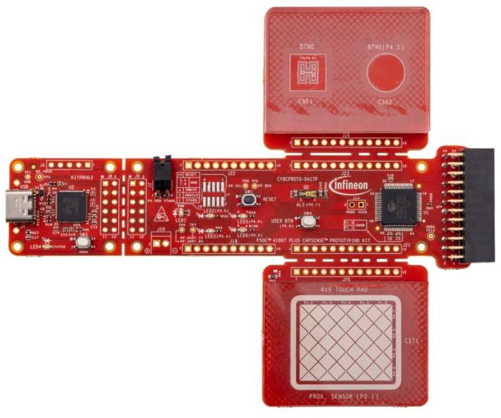 Infineon Technologies AG-CY8CPROTO-041TP Eingebettete Systementwicklungsboards und -kits CY8C4147AZQ-T495 Microcontroller Prototyping Kit