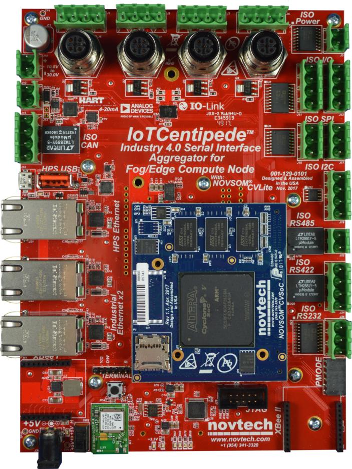 NovTech, Inc-IOTCENTIPEDE_001-129-0102_KIT Programmable Logic Development Boards and Kits An IoTCentipede board with power supply, UART to USB cable, quick start guide