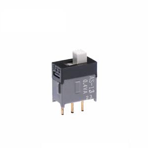 NKK Switches-AS13AP Switch Slide Switch Slide ON OFF ON SPDT Top Slide 0.1A 28VAC 28VDC 0.4VA 50000Cycles PC Pins Thru-Hole
