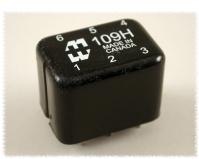 Hammond Manufacturing-109H Audiotransformator Audio Transformer 1:1 100Vrms 43Ohm Prim. DCR 60Ohm Sec. DCR 6 Terminal Pin Thru-Hole