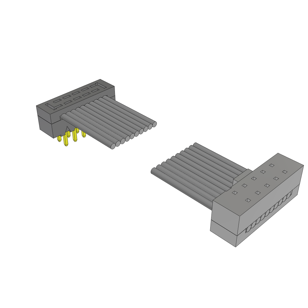 Samtec-TCMD-05-T-02.90-01-N-R Montaje de cables de cinta/plano Cable Assembly 0.073m 28AWG 1mm 10 to 10 POS IDC Connector to IDC Connector F-M TIGER EYE™ Clamshell