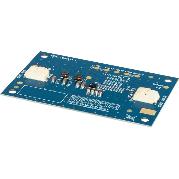 RECOM Power-RPL-1.0-EVM-1 Energiemanagement, Entwicklungsplatinen und -kits Evaluation Board for Buck Regulator Module