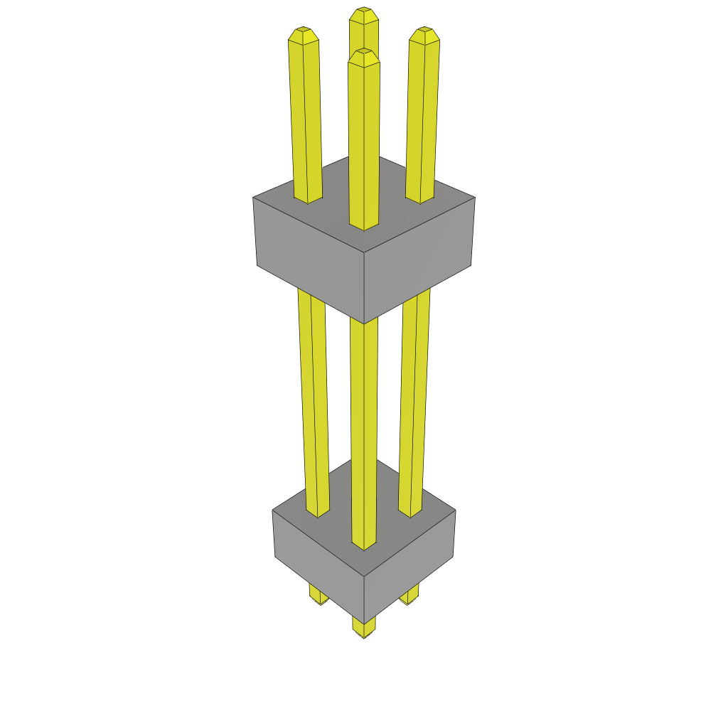 Samtec-TW-02-07-G-D-500-080 Connector Headers and PCB Receptacles Conn Board Stacker HDR 4 POS 2mm Solder ST Top Entry Thru-Hole Bulk