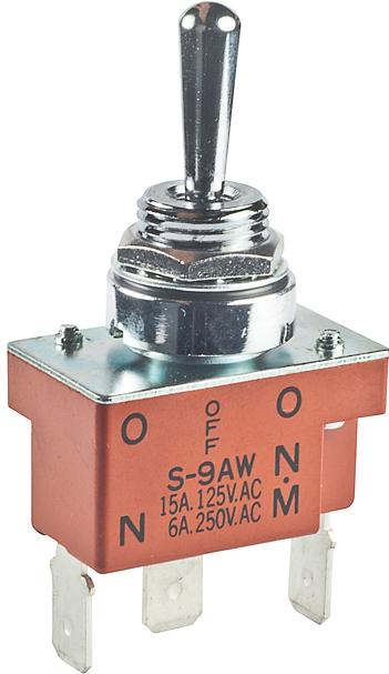 NKK Switches-S9AWF Kippschalter Switch Toggle ON OFF (ON) SPDT Round Lever Quick Conn 20A 250VAC 30VDC Panel Mount with Threads