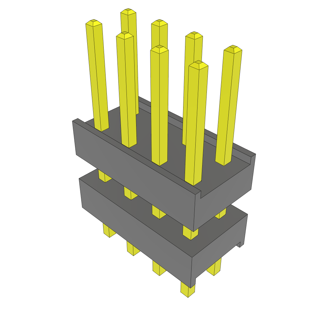Samtec-ZW-04-15-G-D-276-104 Embases de raccordement et réceptacles PCB Conn Board Stacker HDR 8 POS 2.54mm Solder ST Top Entry Thru-Hole Bulk