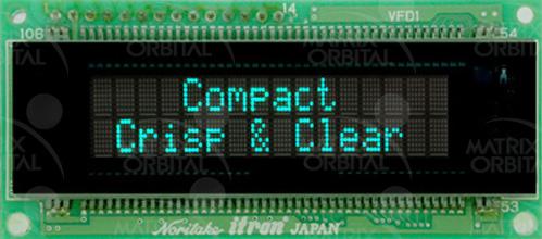 Matrix Orbital-MOP-AV162A-BNNN-01J-3IN Vacuum Fluorescent Displays - VFDs VFD Character Display 16Char x 2Line 350cd/m2 14-Pin