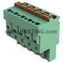HARTING Technology Group-14310516102000 Connector Terminal Blocks Conn Spring Cage Terminal Block F 5 POS 5mm Push-In Cage Clamp RA Cable Mount 12A har-flexicon® Bulk
