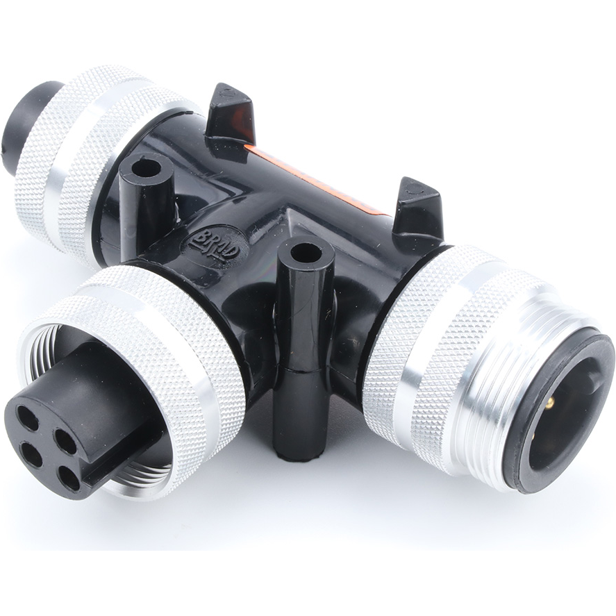 Molex-TC40C40-200G Conector circular Brad Power Quick-Change 4 Pole Tee, with 4 Pole Quick-Change Drop, Black