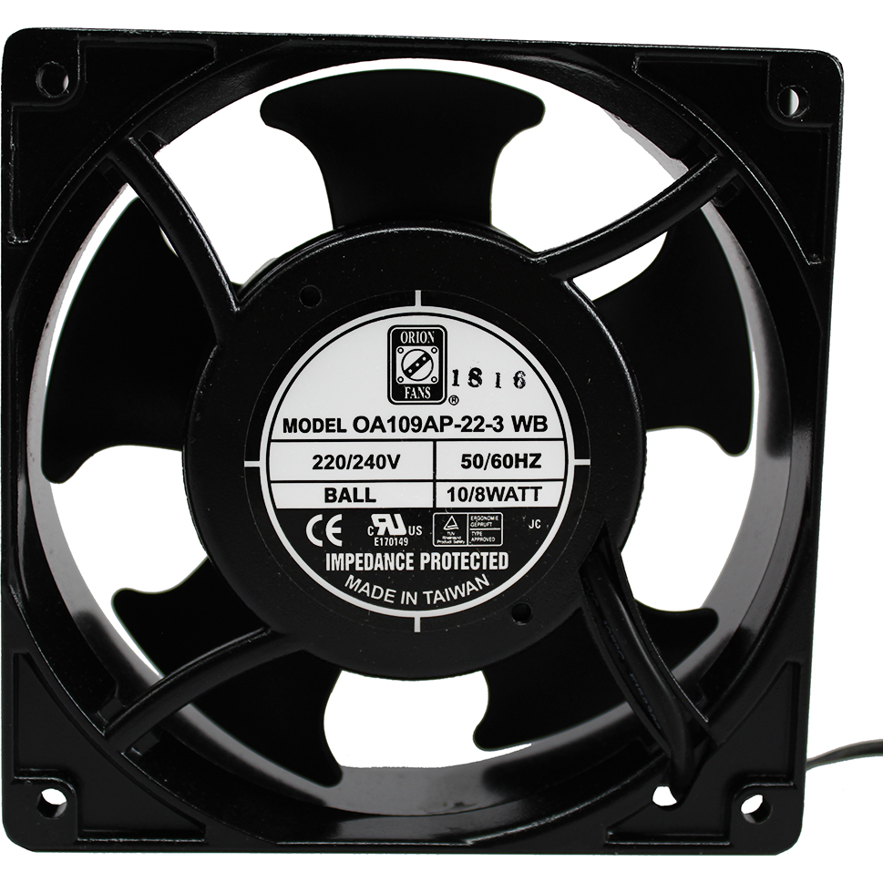 ORION FANS-OA109AP-22-3WB Gebläse und Lüfter AC Fan Axial Ball Bearing 230V 200V to 250V 65CFM/52CFM 25dB 119.5 X 119.5 X 38.5mm Low Speed