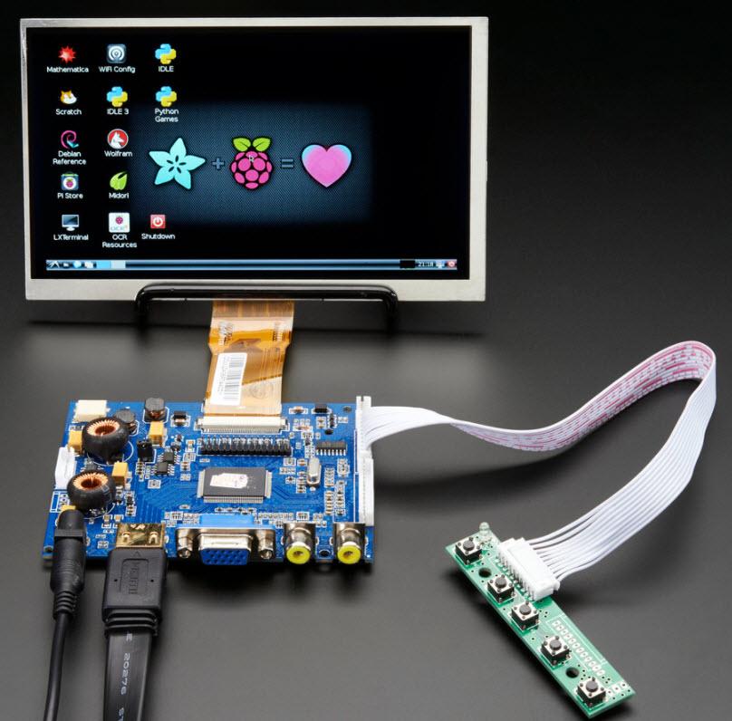 Adafruit Industries-2301 TFT-Module 7in TFT WSVGA 1024x600Pixels RGB 200cd/m2 LED Backlight -10°C to 60°C