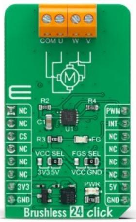 MikroElektronika-MIKROE-5478 Cartes et kits de développement de gestion de la puissance DRV10866 Motion Motor Control Click Board