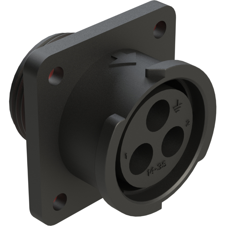 Amphenol-FLS014N3S03-PM Conector circular Conn Circular SKT 3 POS Crimp ST Flange Mount 3 Terminal 1 Port Bag