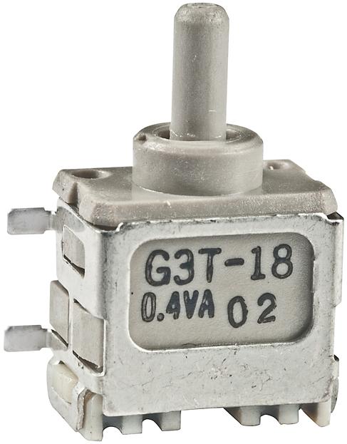 NKK Switches-G3T18AH-R Kippschalter Switch Toggle (ON) OFF (ON) SPDT Round Lever Gull Wing 0.1A 28VAC 28VDC 0.4VA PC Mount with Bracket T/R