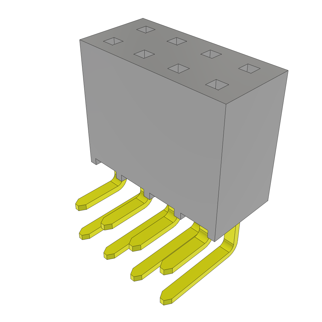 Samtec-SSW-104-22-G-D-RA Connector Headers and PCB Receptacles Conn Socket Strip SKT 8 POS 2.54mm Solder RA Side Entry Thru-Hole Layer
