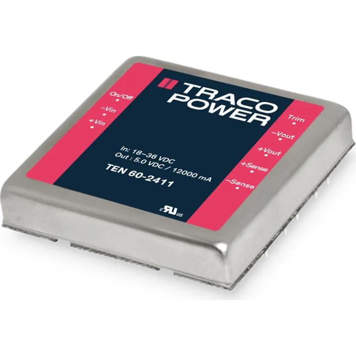 TRACO Electronic AG-TEN 60-2412 DC/DC-Wandler und Spannungsreglermodul Module DC-DC 24VIN 1-OUT 12V 5A 60W 8-Pin