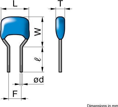 TDK-FK16X7R1E105K 多层陶瓷电容器 Cap Ceramic 1uF 25V X7R 10% Radial 2.5mm 125°C Tape and Box