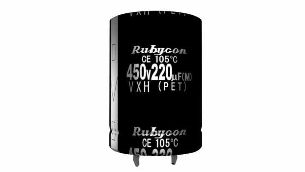Rubycon-450VXH560MEFCSN35X45 Kondensator, Aluminium Cap Aluminum Lytic 560uF 450V 20% (35 X 45mm) Snap-In 10mm 2.16A 5000h 105°C Bulk
