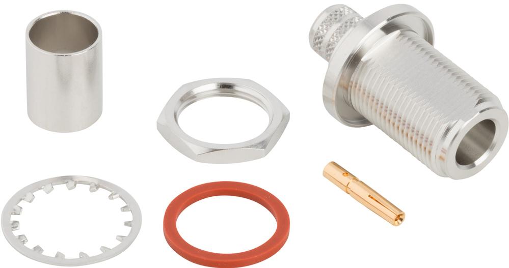 Amphenol RF-172108 Raccordement FR Conn Type N 0Hz to 11GHz 50Ohm Crimp ST Panel Mount F Gold