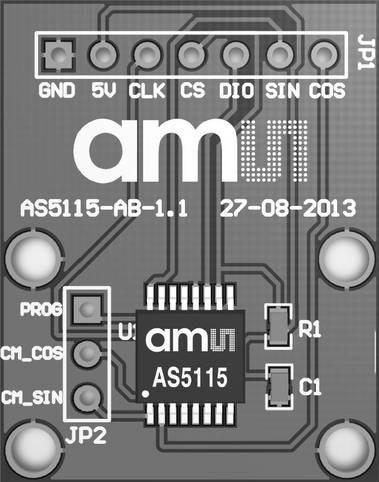 ams OSRAM-AS5115-SS_EK_AB Cartes et kits de développement de capteur AS5115 Angular and Linear Position Sensor Adapter Board Win XP OS