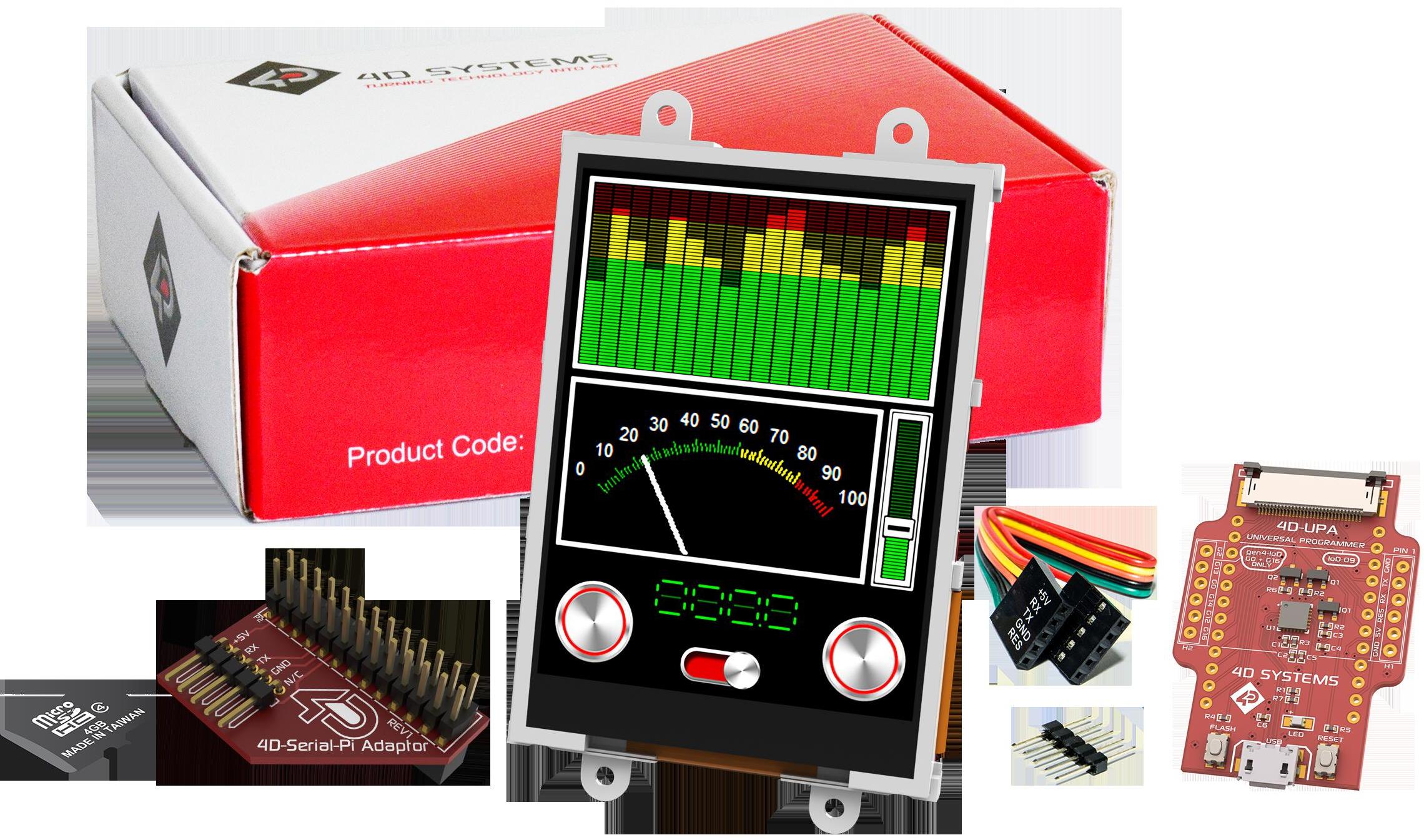 4D Systems-SK-32PTU-PI Herramientas y kits de desarrollo uLCD-32PTU-PI TFT Module Starter Kit