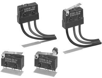 Omron-D2SW-01H Action d’interrupteur à pression Switch Snap Action N.O./N.C. SPDT Pin Plunger 0.1A 125VAC 30VDC 1.77N Screw Mount Solder