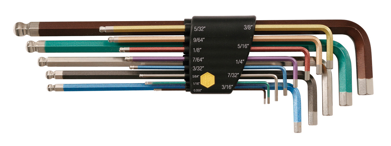 Wiha Tools USA-36986 Hex Keys Application Tools, Color Coded Inch Ball End Hex Key Set - 13 Pc, 0.050 to 3/8in