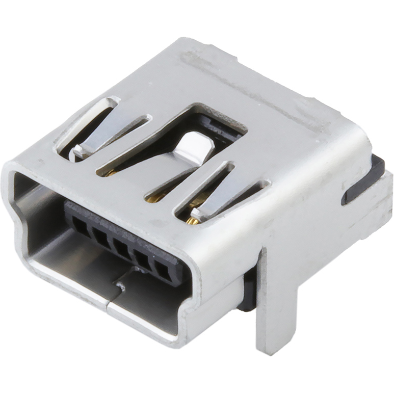 Molex-0548190519 Connector USB Conn Mini USB 2.0 Type B RCP 5 POS 0.8mm Solder RA Thru-Hole 5 Terminal 1 Port USB OTG Tray