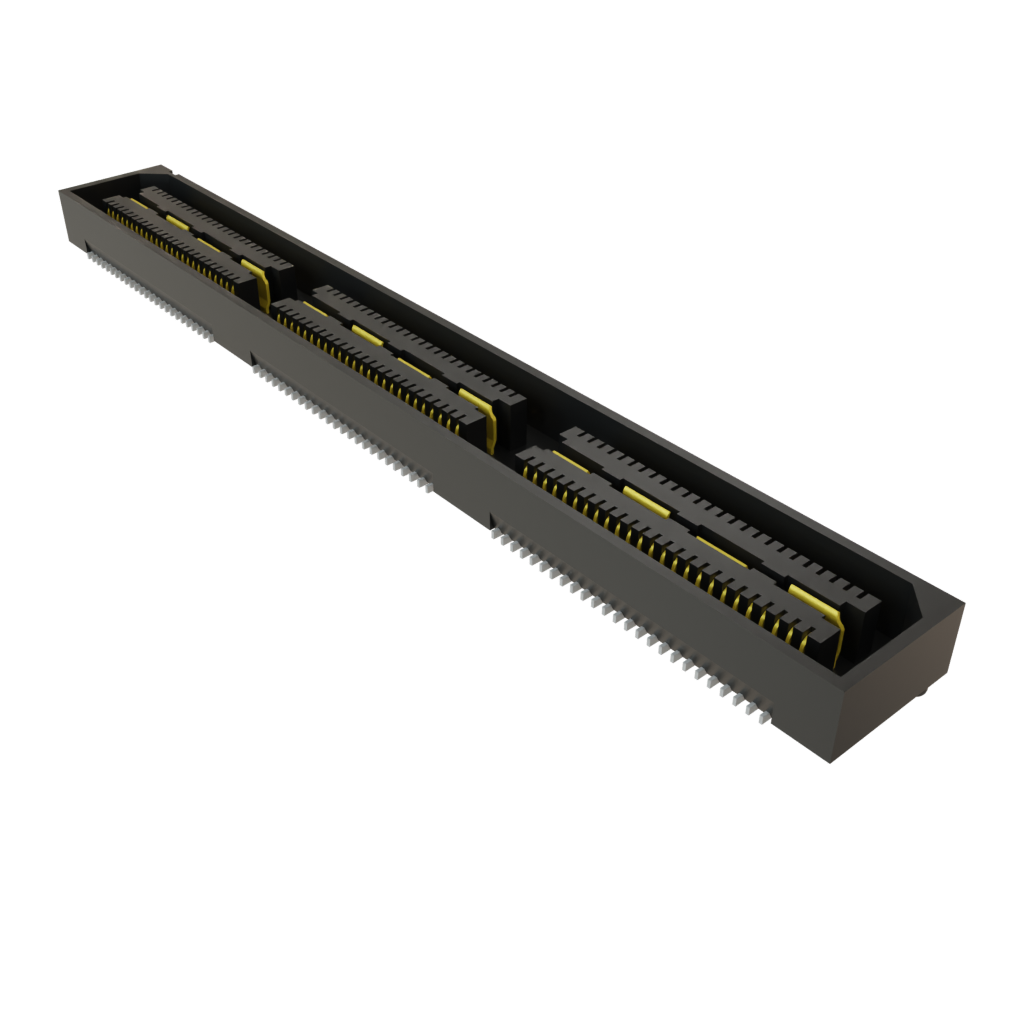 Samtec-QTS-075-01-L-D-RA-WT Connector Headers and PCB Receptacles Conn Micro High Speed Terminal Strip HDR 150 POS 2.03mm/0.635mm Solder RA Side Entry SMD/Thru-Hole Tray