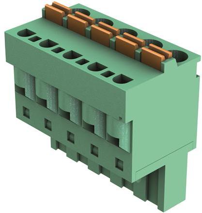 HARTING Technology Group-14310517102000 Connector Terminal Blocks Conn Spring Cage Terminal Block F 5 POS 5.08mm Push-In Cage Clamp RA Cable Mount 12A har-flexicon® Bulk