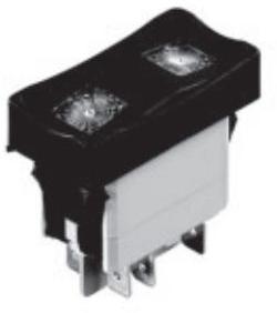 Apem Components-KG412A2XXA61XX Bascule de commutateur Switch Rocker ON OFF DPST Quick Connect/Solder Lug Rocker 15A 250VAC 24VDC 100000Cycles