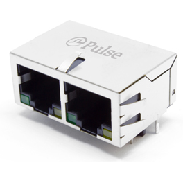 Pulse Electronics-JX80-0019NL Connector Telephone and Telecom Conn RJ-45 F 16 POS 2.54mm Solder RA Thru-Hole 24 Terminal 2 Port Cat 5/Cat 6 Tray