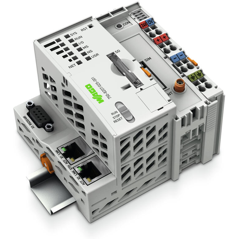 WAGO-750-8207/025-001 Controladores Ethernet Controller PFC200, 2 x ETHERNET, RS-232/-485, Mobile Radio Module, light gray