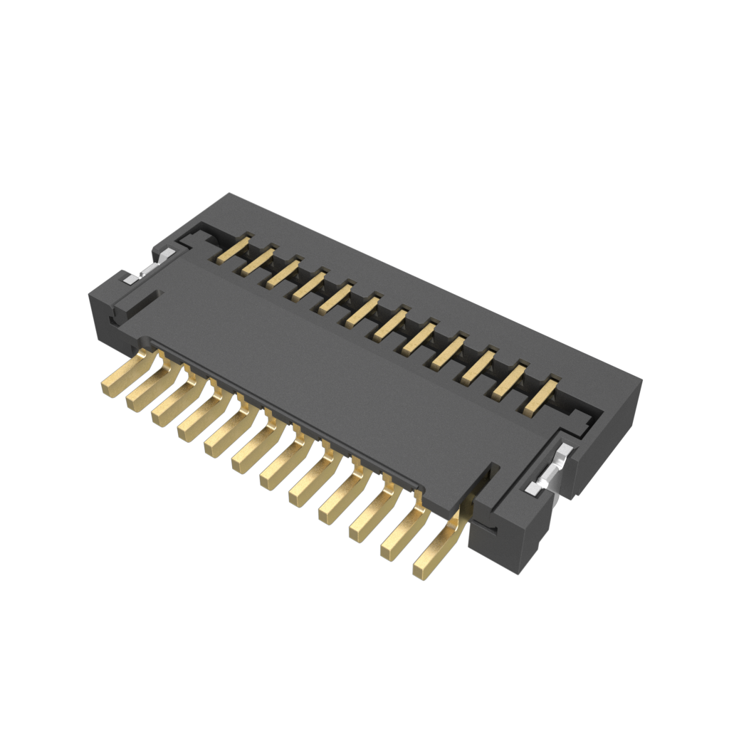 Amphenol Communications Solutions-59453-121110EDHLF Raccordement FCC-FPC 0.50mm Flex Connectors, FPC/FFC Side Entry ZIF Connector, Surface Mount, 12 Positions, Bottom Contact, 0.50mm (0.020in) Pitch