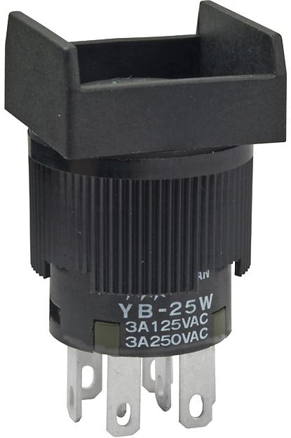 NKK Switches-YB25WSKW01 Switch Push Button Switch Push Button ON (ON) DPDT Square Button 3A 250VAC 30VDC Momentary Panel Mount Quick Connect/Solder Lug