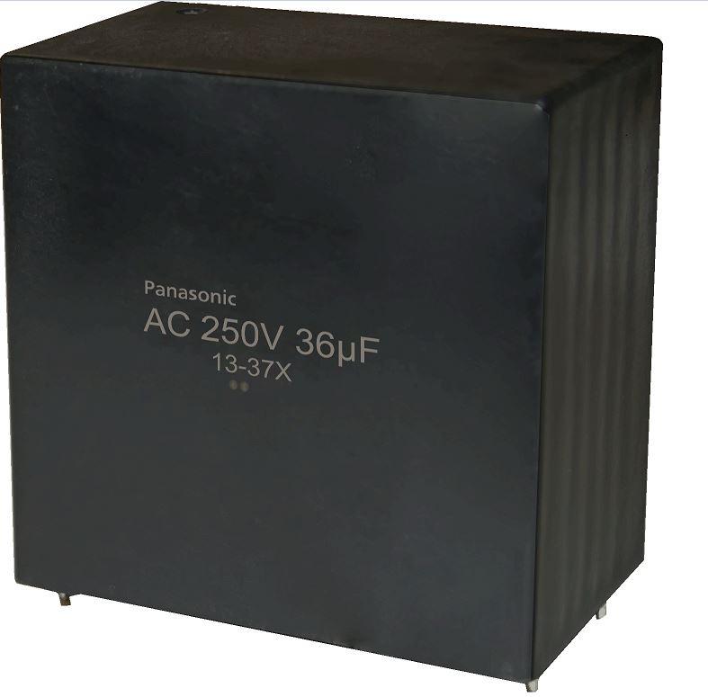 Panasonic Industry-EZP-Q25366LTA Capacitor Film Cap Film 36uF 250VAC PP 10%( 57.5 X 35 X 56mm) Plastic Rectangular Can 52.5mm 85°C Package