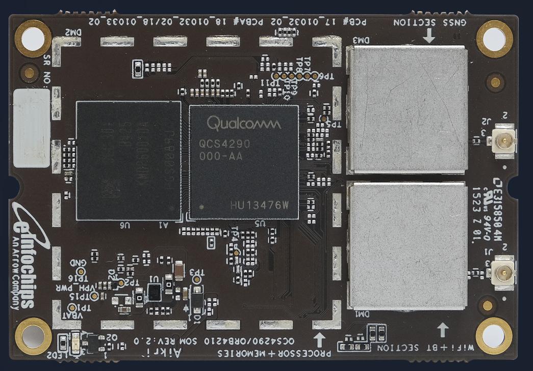 eInfochips-Aikri-42X-90AS-4 模块上的系统 - SOM QCS4290 processor, Android OS, 4GB LPDDR4x, 64GB eMMC