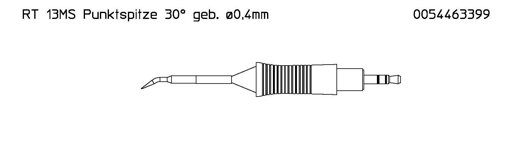 Weller Tools-T0054463399 Tools Other RT 13MS Tip Pointed 30DEG Bent 0.4mm