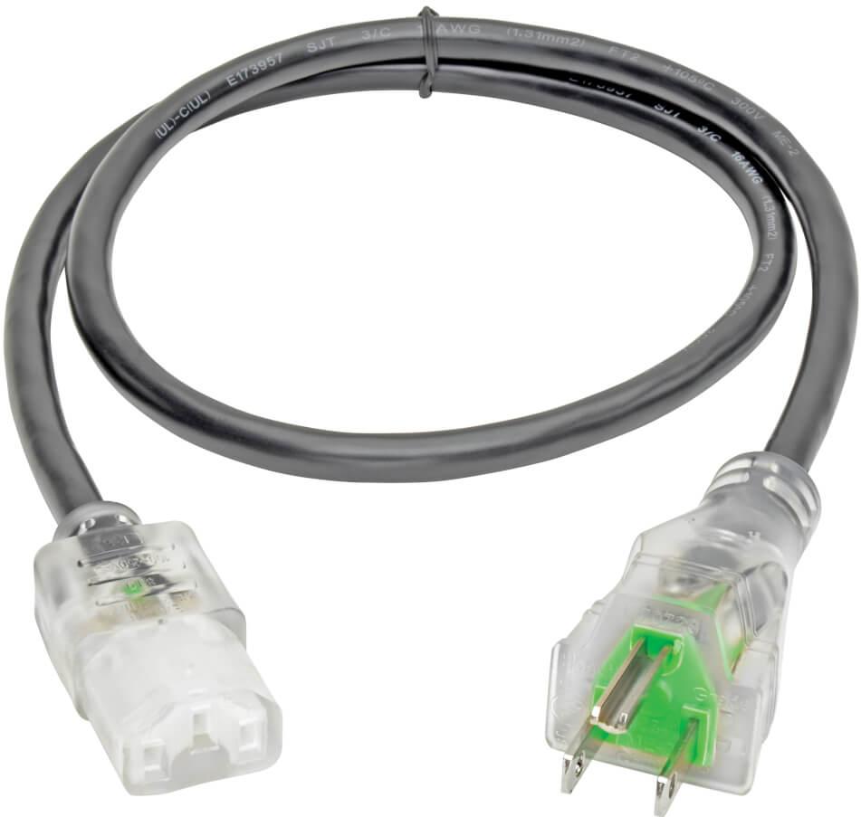 Eaton (formerly TrippLite)-P006-003-HG13CL Cable Assembly AC Power Cable Assembly 0.91m NEMA 5-15P to C13 3 to 3 POS F-M 16AWG