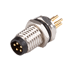 8 Pins, PCB Mount, Front Fastened M8 x 1.0, A-Coding, Screw Copper Alloy, M8 Male Circular Connector Jack