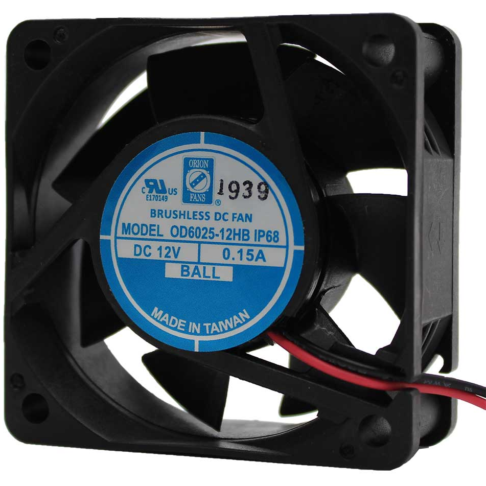 ORION FANS-OD6025-12MBIP68 Blowers and Fans DC Fan Axial Ball Bearing 12V 8V to 13.8V 17CFM 25dB 60 X 60 X 25mm Middle Speed