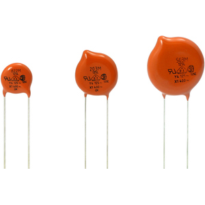 Vishay-125LD50-R Kondensator, keramisch, einlagig Cap Ceramic Single Suppression X1/Y4 0.005uF 400VAC/125VAC Y5V 20% (11 X 5mm) Radial Disc 9.5mm 125°C Bulk